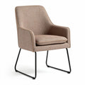 Poltrona in tessuto beige con struttura metallica nera 60 x 60 x 80cm