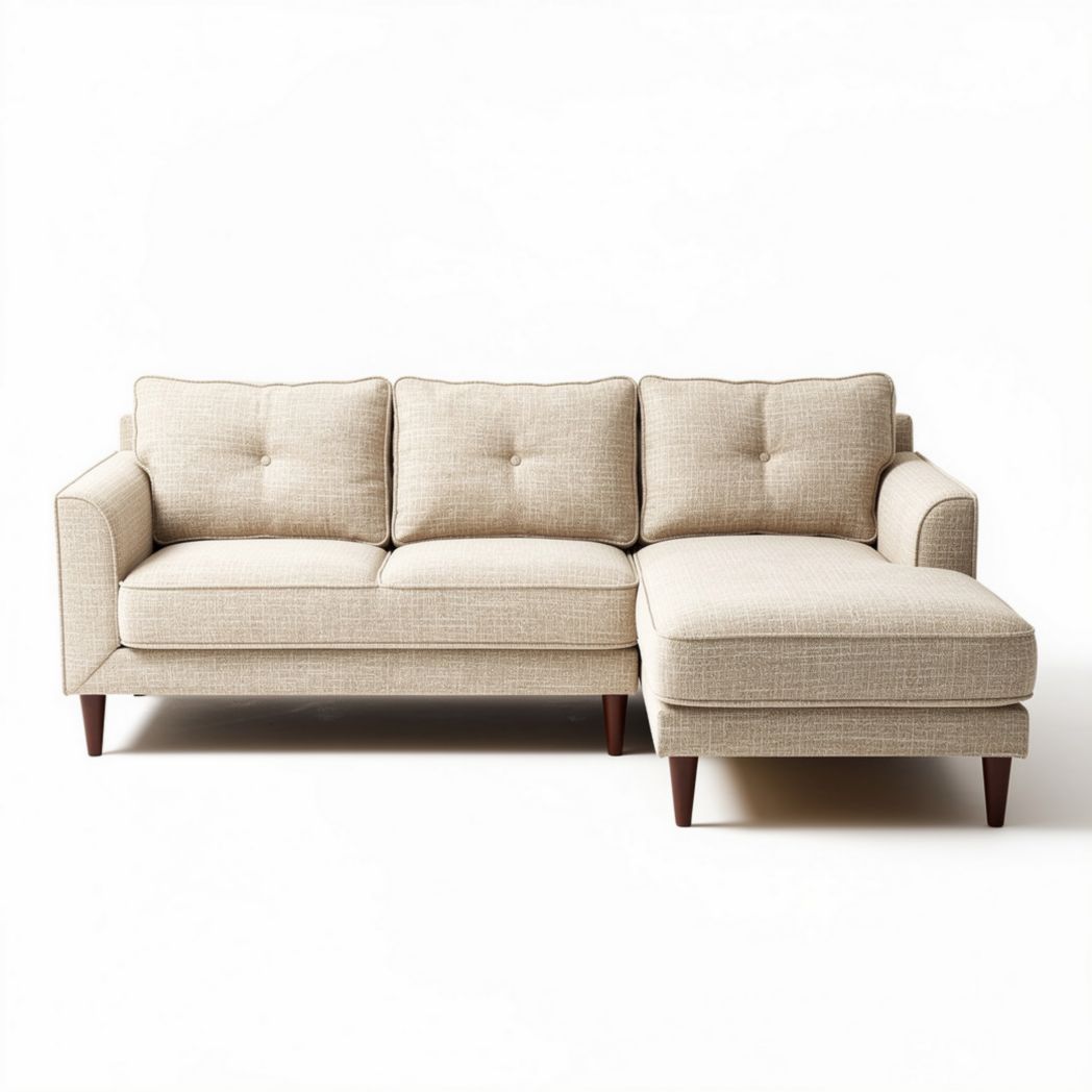 Divano angolare beige in tessuto dimensioni 200 x 90 x 85 cm