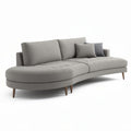 Divano curved in tessuto grigio con cuscini di sostegno dimensioni 200 x 95 x 85cm