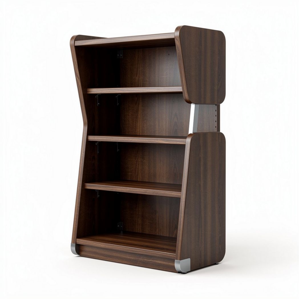 Mobile libreria in legno scuro con quattro ripiani 80 x 30 x 150cm