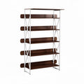 Scaffale in legno scuro e metallo bianco dimensioni 180 x 80 x 40cm