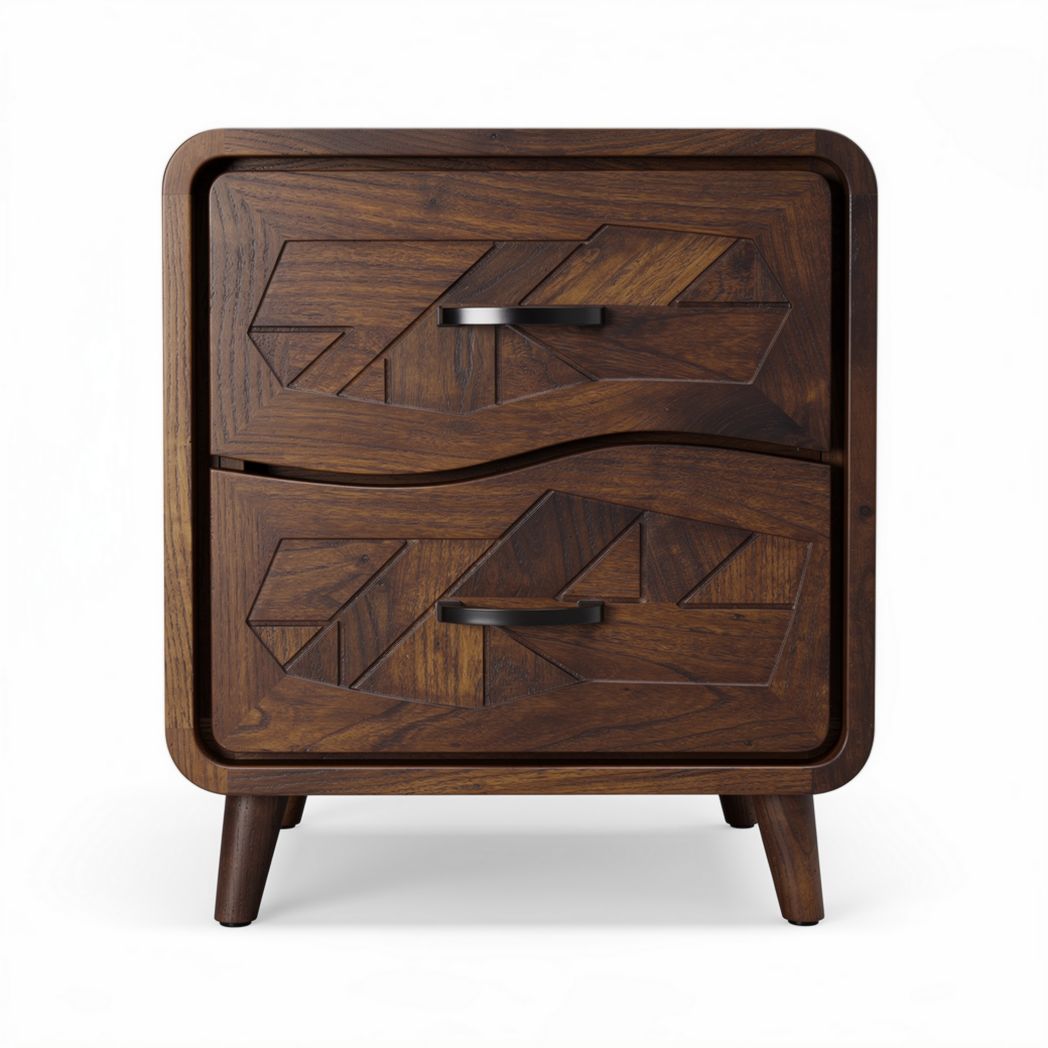 Comò in legno massello di noce con due cassetti dimensioni 40 x 40 x 50cm