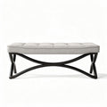 Panchetta in tessuto grigio con struttura in legno per interni 120 x 50 x 45cm
