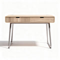 Scrivania in legno di rovere con due cassetti e struttura in metallo 120 x 60 x 75cm